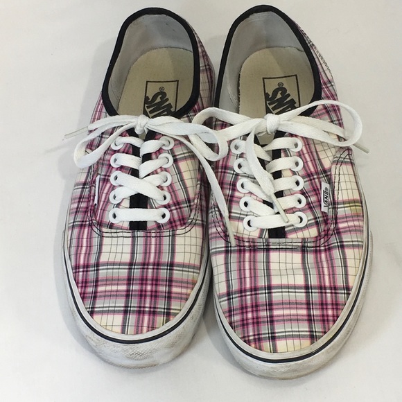 pink plaid vans